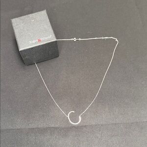 Minimal White Gold C Initial Necklace by Rogers & Hollands